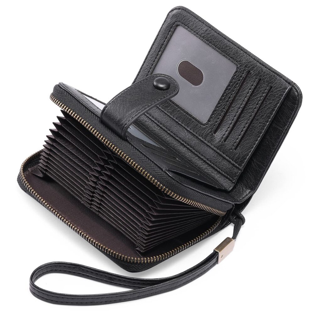 8814 Leather Credit Card Holder Wallet RFID Blocking Large Capacity Bifold